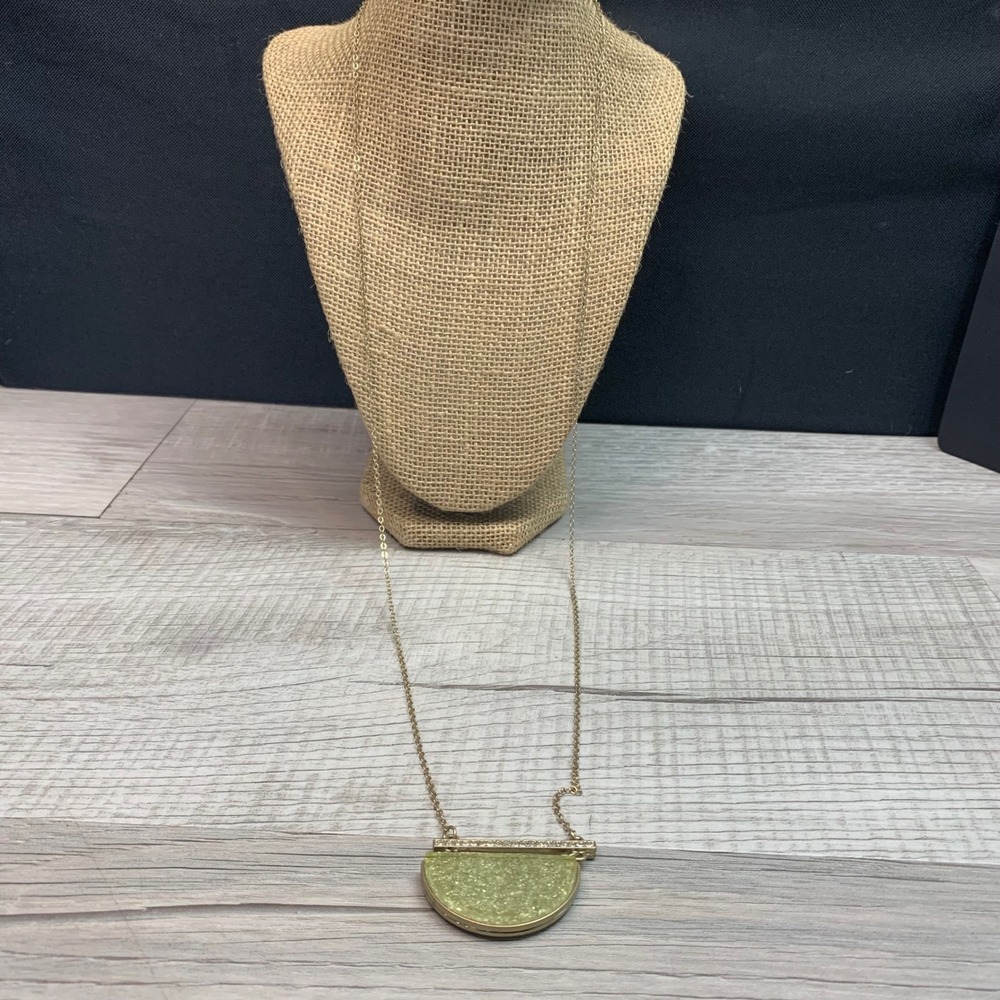 Juicy Couture Reversible Green Druzy Mother of Pearl Crystal Bar Necklace 32"
